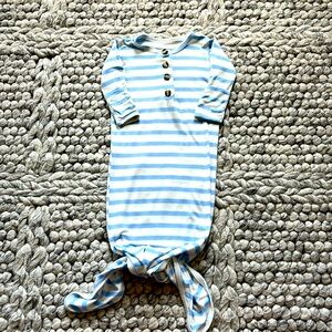 Lou Lou knotted light blue/ivory striped gown (newborn)